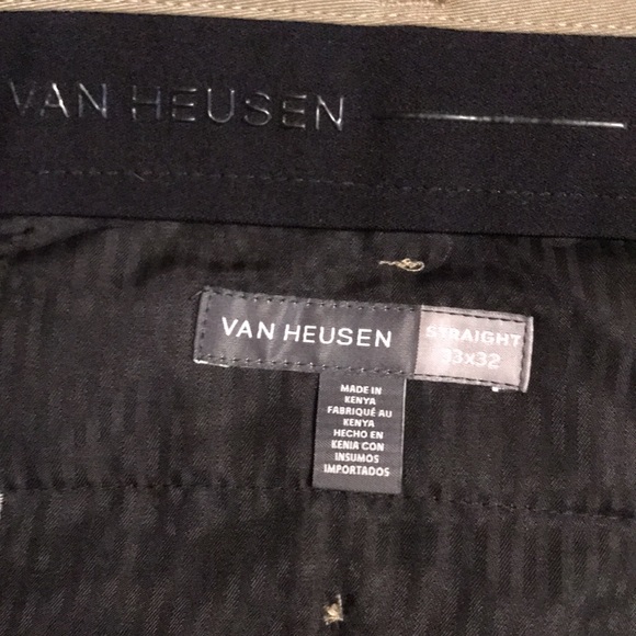 Van Heusen Men's Dress Slacks, Straight Fit, Tan, Size 33 x 32 - Picture 4 of 6